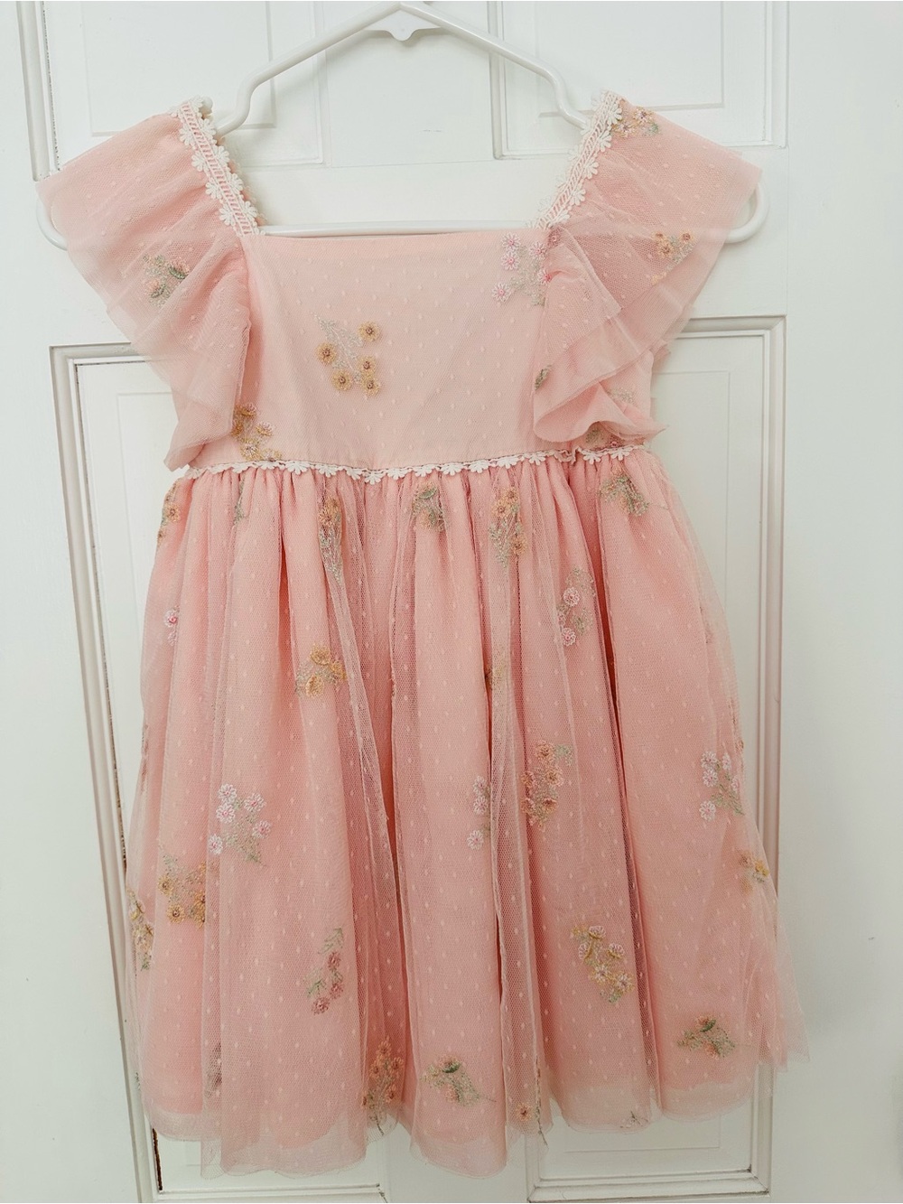 Tahari Blush Pink Floral Lace & Tulle Party Dress for Girls